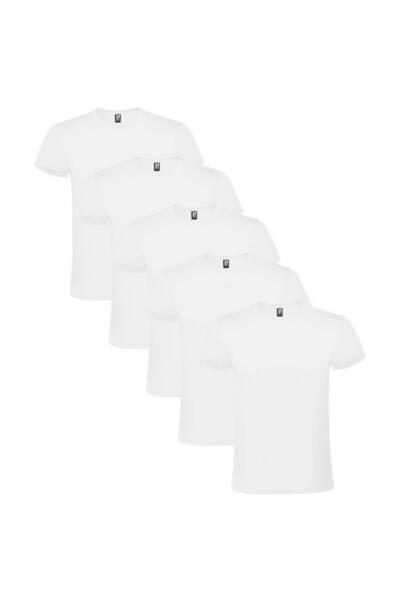 ROLY Set 5 tricouri maneca scurta, 100% bumbac, alb