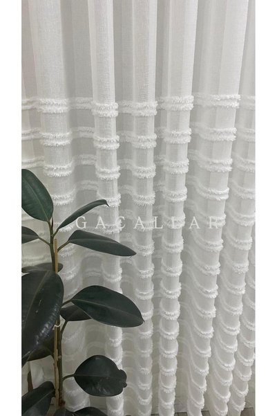 GACALLAR HOUSE Asenat, 1/3 Full Pleated Non-Iron Tulle Curtain from the Special Embroidered Gacallars Luxury Product Series