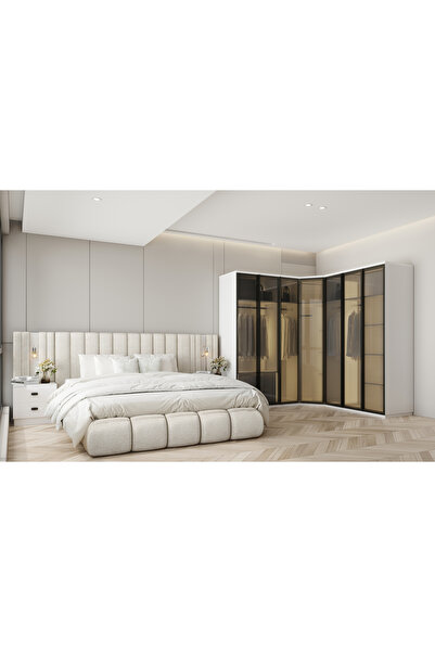 Vanmed Home % 100 MDF 7 Kapılı Köşe Yatak Odası Tk