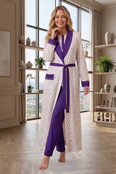 Lohussa Σετ πιτζάμας plus size - Μωβ - Μακρύ