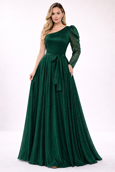 IŞILTI Βραδινό φόρεμα plus size - Πράσινο - Basic