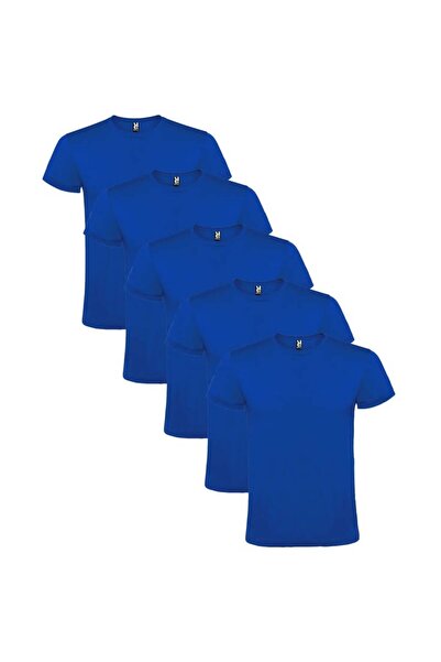 ROLY Set 5 tricouri maneca scurta, 100% bumbac, albastru royal