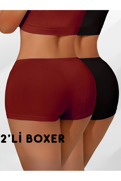 AY10 Boxer- Toparlayıcı Boxer - Yüksek Bel Boxer Boxer Tayt Spor Boxer 2'Lİ