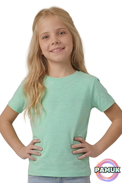 United Fabrics Short Sleeve Children's T-Shirt - Unisex Mint Basic Cotton Cre...