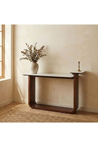 Danube Home Ashlan Marble Top Console Table - White/Oak