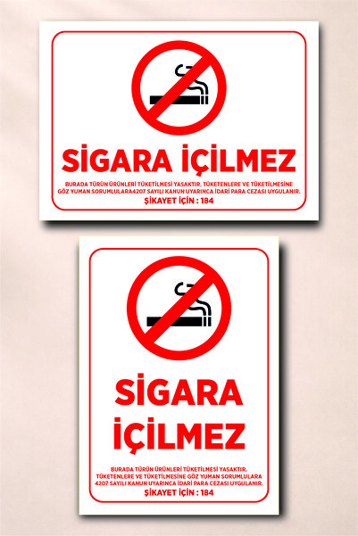 Zade Reklam Dikkat Sigara İçilmez (Yapışkanlı Etiket - 25x35cm)
