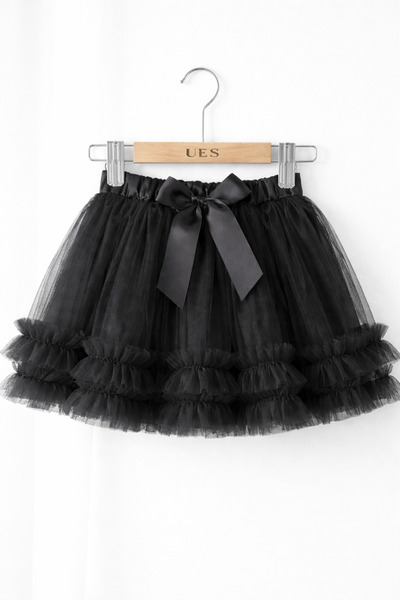 ues Κοριτσίστικη φούστα τούτου μαύρη με στρώσεις από τούλι και λεπτομέρεια φι...