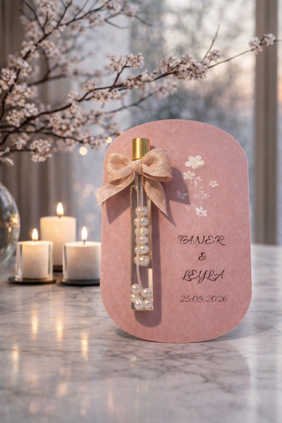 pearlcollections 25 Adet İncili Kartlı Premium Kolonya Hediyelik Söz,Nişan,Ni...