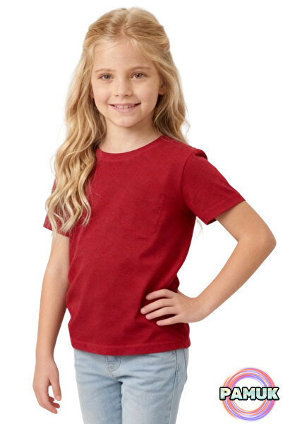 United Fabrics Short Sleeve Children's T-Shirt - Unisex Red Basic Cotton Crew...