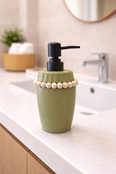 KRD Home Ahşap Detaylı Seramik Sıvı Sabunluk