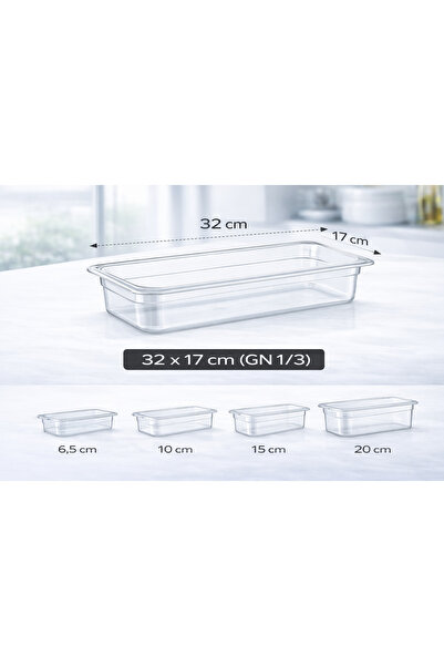 İstanbul Horeca 1/3 Gn Transparent Polycarbonate Gastronom Tub 32X17 cm 20 cm...