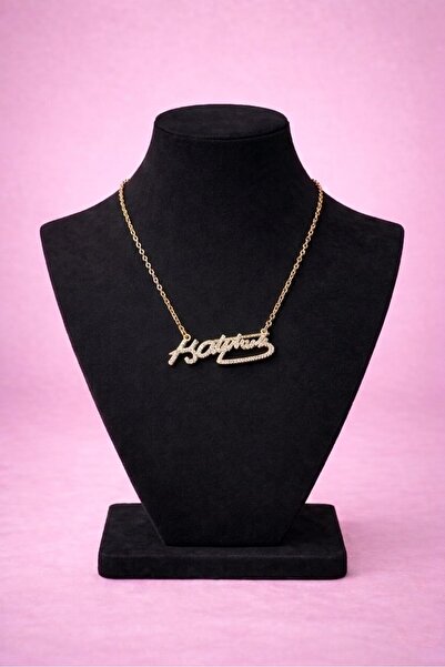 mdm style Ataturk Signed Stone Gold Color Elegant Women's Necklace