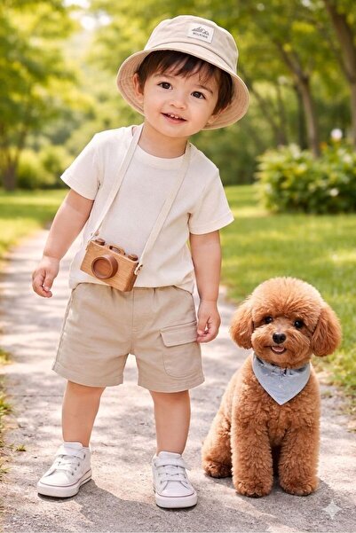 P&H BABYWEAR طقم صيفي للأطفال الأولاد مكون من 3 قطع مع قبعة سفاري وتفاصيل جيب...