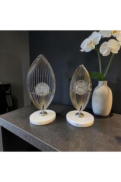 Sleep Nova Silver Aura Metal Dekoratif Obje – Mermer Tabanlı Modern Salon Aks...