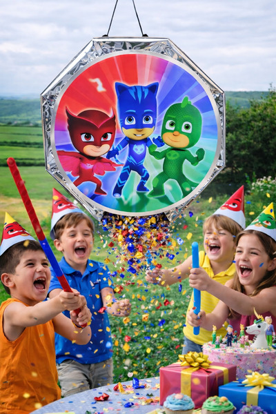 Fillikutum PJ Masks Temalı Pinyata ve Sopası – Katlanabilir Doğum Günü Parti ...