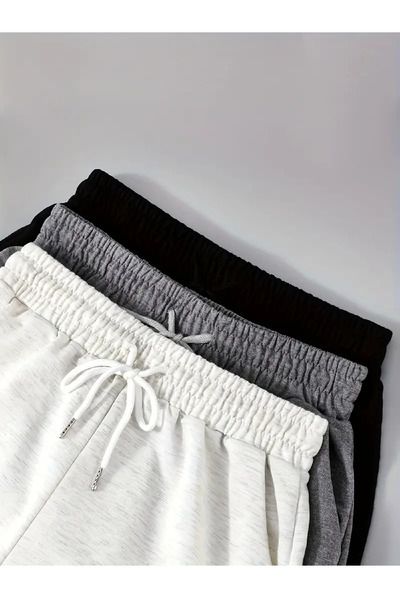 SURMARİ Set of 3 Comfortable Fit Unisex Combed Cotton Sports Shorts