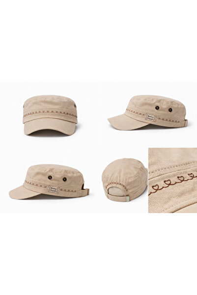 Handmade Betty Bands Beige Baker Boy Cap Hat – Navy Blue Newsboy / Castro Style Women's Hat