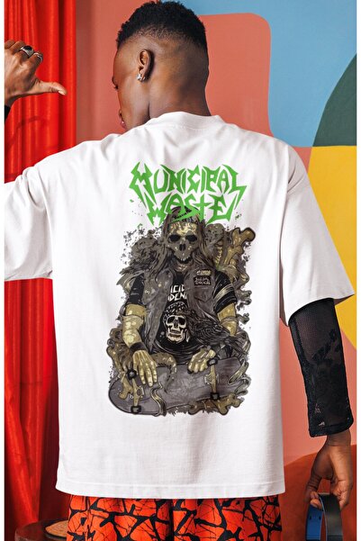SEVBANO Tricou unisex supradimensionat cu imprimeu pe spate Municipal Waste R...