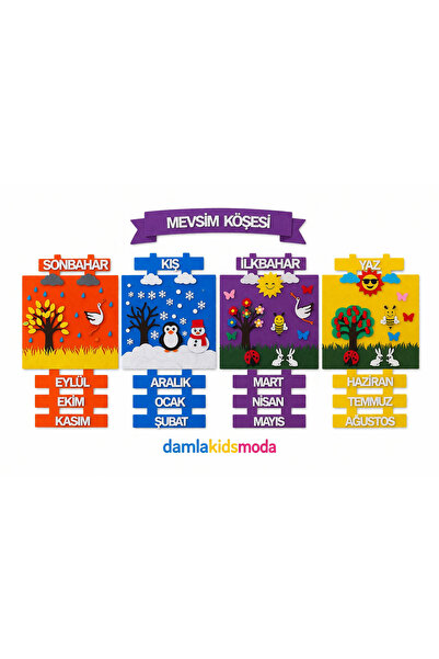 damlakidsmoda Mevsim köşesi okul panosu keçeden materyalleri