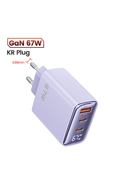 Choice12 toocki 67W KR Plug Purple Toocki 67W GaN USB Type C Charger Digital ...