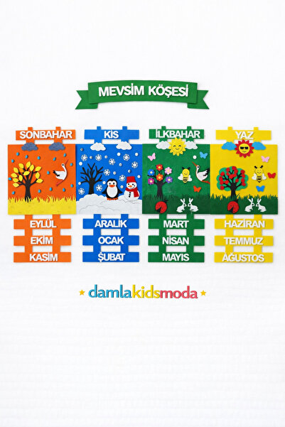 damlakidsmoda Mevsim köşesi okul panosu keçeden materyalleri