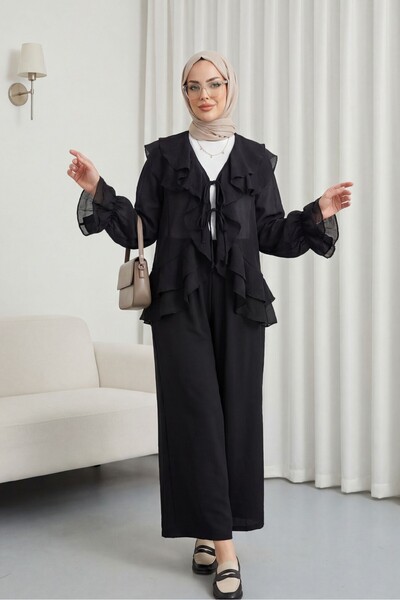 Modamorfo Lace-Up Front, Fold-Over Collar, Elasticated Sleeves, Lined Pants, ...