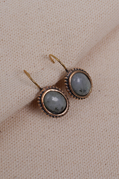 LA PERRY ACCESSORIES Mini Oval Labradorit Taşlı Otantik Küpe