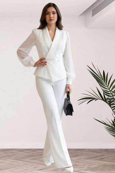 Moda Amore Special Collection - Μαύρο κοστούμι με μανίκια σιφόν με λεπτομέρει...