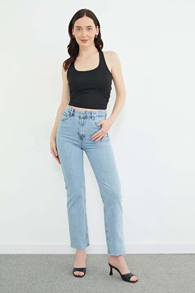 Fulla Moda talie înaltă tiv nefinisat Jean