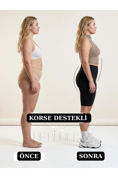 SEBURAM Kadın Yüksek Bel Korse Toparlayıcı Spor Diz Üstü Kısa Tayt