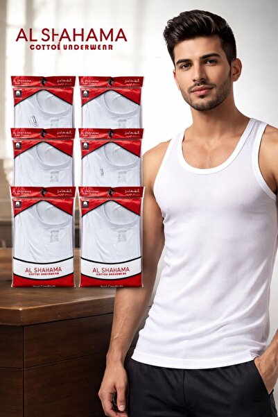 AL SHAHAMA White Color Men's Undershirt Soft Quality Cotton Syriac Fabric Und...