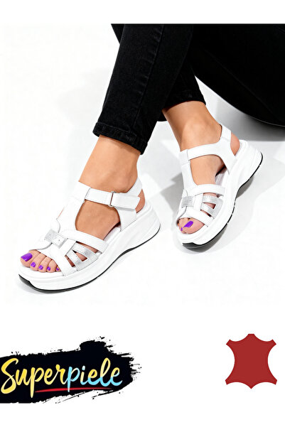 ANGEL BLUE Γυναικεία σανδάλια, γνήσιο δέρμα, κλείσιμο με βέλκρο