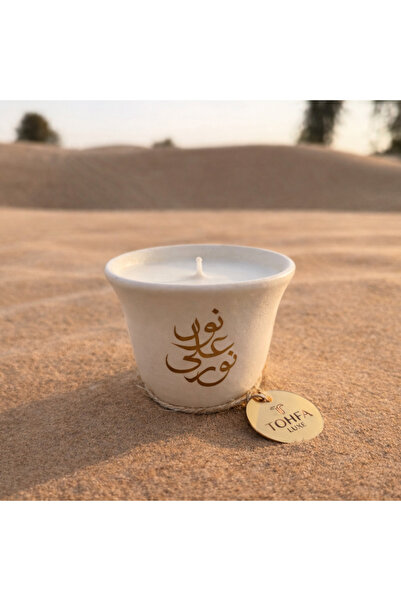 Tohfa Luxe شمعة عود من شمع الصويا لايت أبون لايت - كوب طيني مصنوع يدويًا مع خ...
