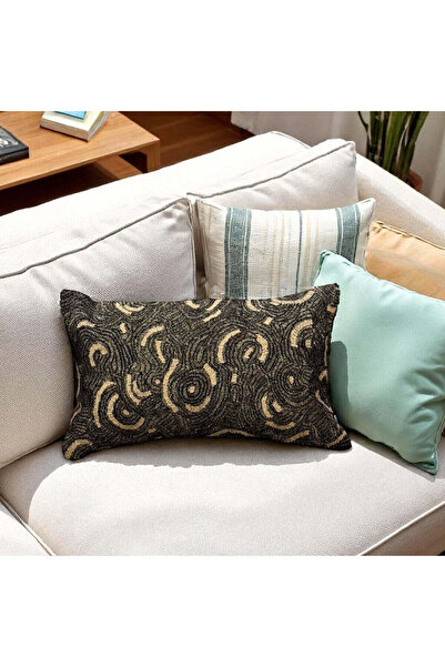 Tohfa Luxe Circular Stitch Decorative Cushion with Filler – Handcrafted Black...