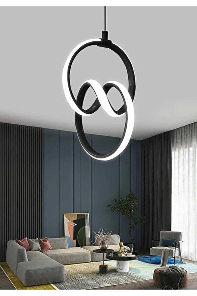 Lzy Avize Store Athena Siyah Modern Sarkıt LED Avize 3 Renk | Salon, Mutfak, ...
