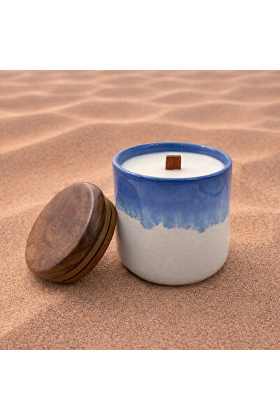 Tohfa Luxe Samaa Lemongrass Candle Blue – Handcrafted Soy Wax Candle with Woo...