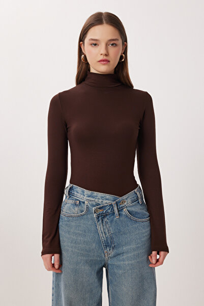 Lovelyİstanbul Μπλούζα ζιβάγκο από βισκόζη LRN0023 ΚΑΦΕ