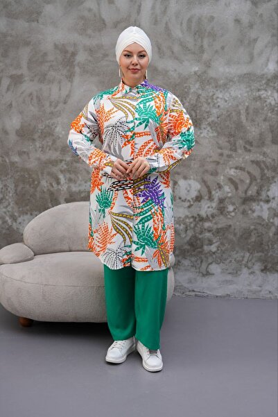 Polologin Butik Γυναικείο τουνίκ από βισκόζη σε μεγάλο μέγεθος με σχέδιο φοίν...