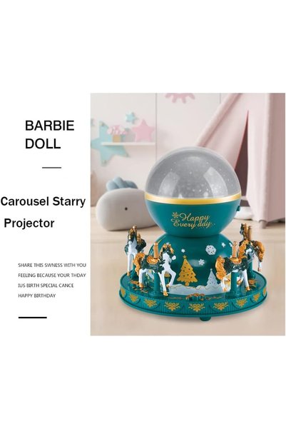 ZCM-HAPPY Merry-Go-Round Music Box Fantasy Colorful Luminous Music Box Projection Lamp