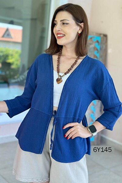 İnce Topuk Λινή ζακέτα με δέσιμο μπροστά 6y145