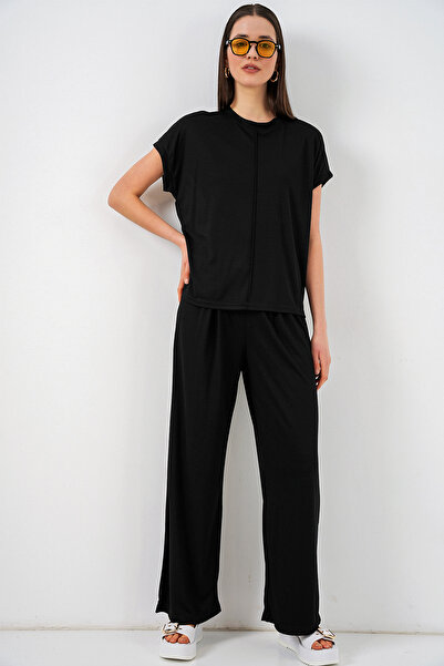 Bigdart Γυναικεία Πλεκτή Μπλούζα και Παντελόνι Σετ Δύο Τεμαχίων 30085 - Μαύρο