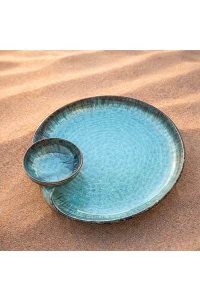 Tohfa Luxe Nahla Handmade Chip & Dip Platter – Big – Light Green