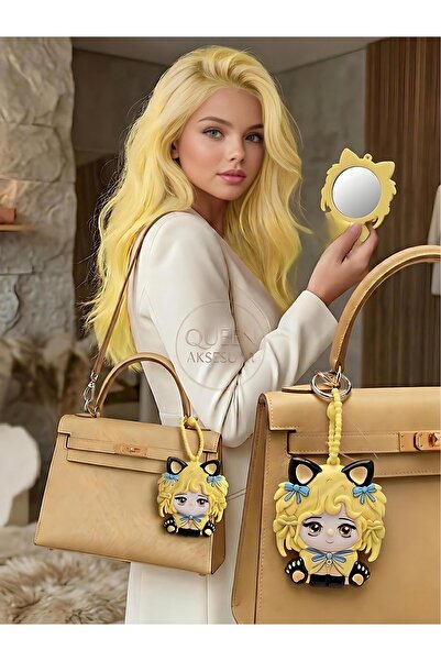 QUEEN AKSESUAR 2 σε 1 Χαριτωμένο anime γάτα κορίτσι παιδί με λουράκι καθρέφτη...