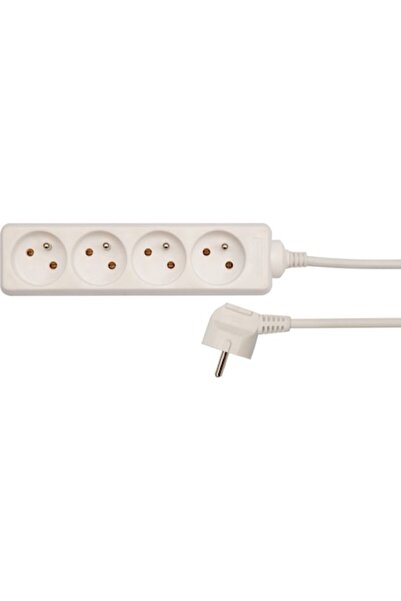 Vorel Prelungitor electric, Vorel, Plastic, 4 prize cu împământare, 3 m, Alb