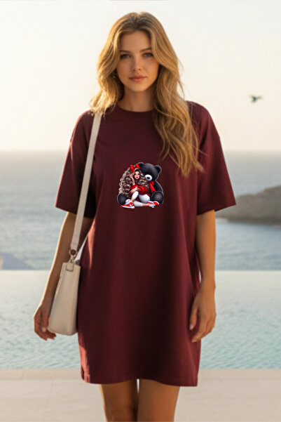 HOFFNUNG Γυναικείο κοντομάνικο μπλουζάκι με λαιμόκοψη Φόρεμα νυχτικό