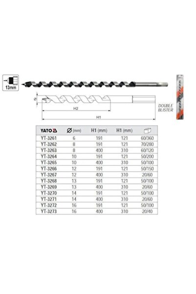 yato Burghiu spiral pentru lemn 12mm, YT-3266