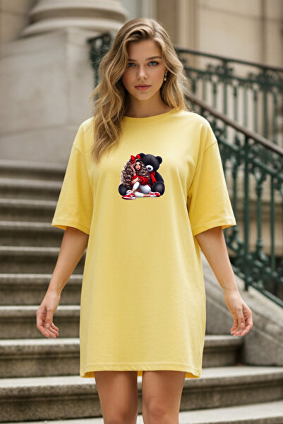 HOFFNUNG Γυναικείο κοντομάνικο μπλουζάκι με λαιμόκοψη Φόρεμα νυχτικό