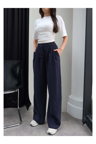 ESRAHELVACI Παντελόνι με φαρδιά μπατζάκια και λάστιχο στη μέση