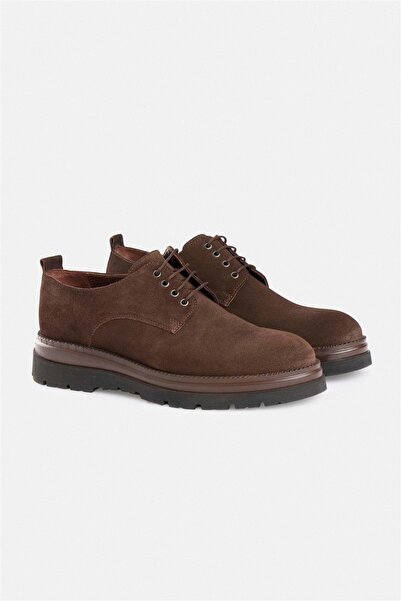 Back And Bond 100% Leather Laced Brown Suede Men's Shoes