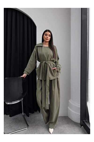 ESRAHELVACI Σετ Καμπαρντίνας με Ζώνη και Κορδόνι στη Μέση